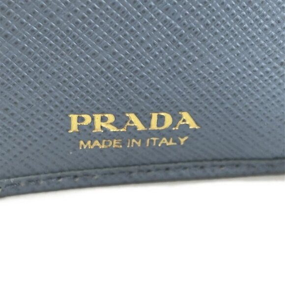 Auth PRADA - 1MV204 Light Blue Gold Leather Hardware Bifold Wallet - Picture 10 of 10